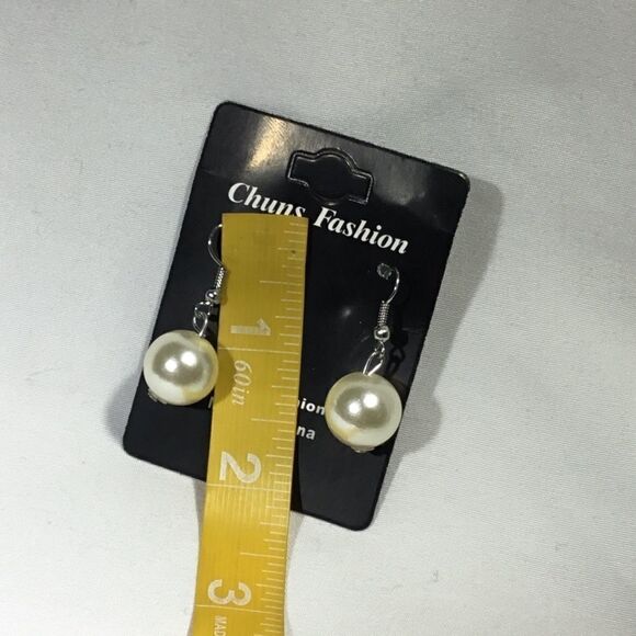 Large Faux Pearl Drop Earrings (UC3) - Picture 3 of 4